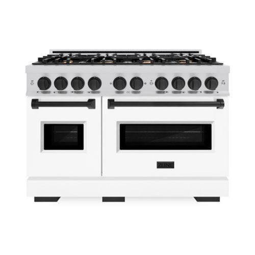 ZLINE - Autograph 48" Classic Double Oven Dual Fuel Range with White and Black Accents (CDRZ-WM-48-MB) - White-Front_Standard 