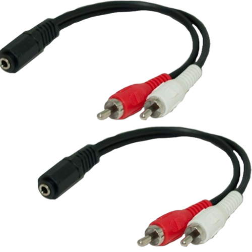 Sanoxy - (2-Pack) 6in 3.5mm Stereo Female to 2 RCA Male Audio Cable - Black-Front_Standard 