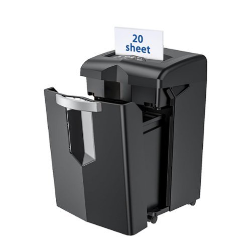 Bonsaii - Heavy Duty Paper Shredder - 20-Sheet 40-Minute Cross-Cut Office Shredder for Commercial Use - Shred CDs/Credit Cards - Black-Front_Standard 