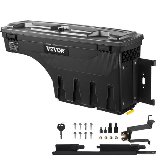 VEVOR - Truck Bed Storage Box, Lockable Lid, Waterproof ABS Wheel Well Tool Box 6.6 Gal/20 L - Black-Front_Standard 