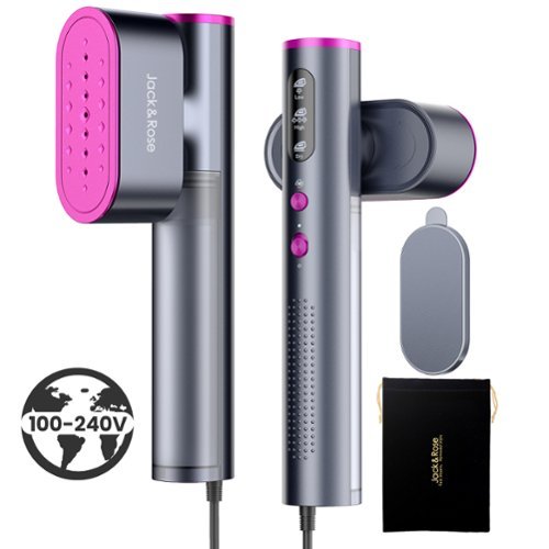 Oneisall - Jack & Rose 2 in 1 Global Voltage Travel Handheld Fabric Steamer 100-240V 15 Seconds Fast Heating - Purple-Front_Standard 