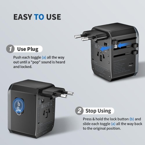 Epicka Universal Travel Adapter with 3 USB-C and 2 USB-A Ports Charger for USA EU UK AUS (TA-105C) - Black GLOBAL SHIPPING