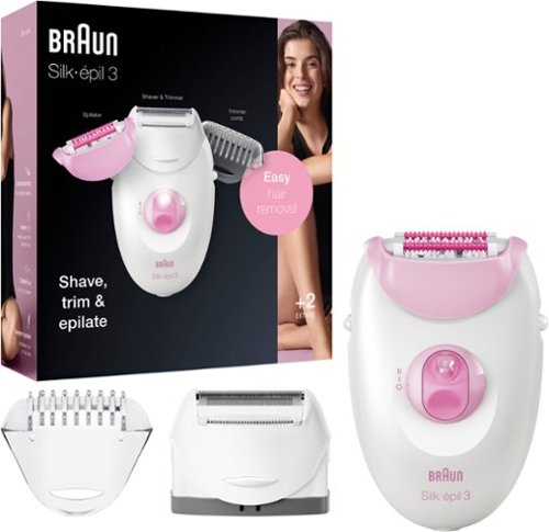 Braun  Silk-épil 3, Epilator for Women for Long-Lasting Hair Removal, White/Pink - White/Pink WORLDWIDE DELIVERY