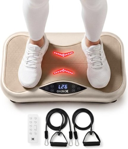 REVO Wave Board with Red Light Therapy | Vibration Plate for Lymphatic Drainage with Bluetooth Speakers, Resistance Bands, Remote | Exercise Machine f