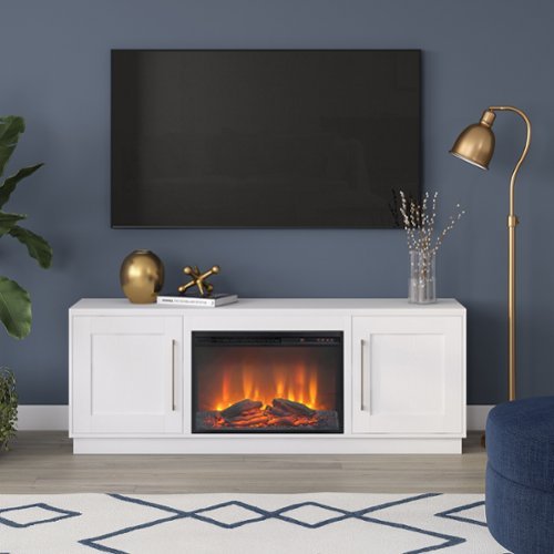 Camden&Wells - Cove Log Fireplace TV Stand for Most TVs up to 75" - Alabaster-Front_Standard 