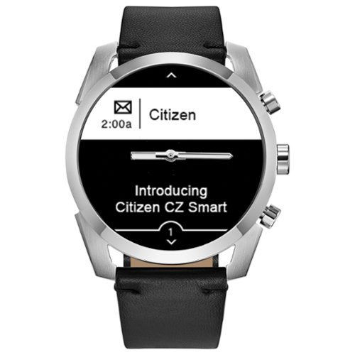 Citizen CZ Smart Unisex Hybrid 42.5mm Stainless Steel Smartwatch with Black Leather Strap - Silver GLOBAL SHIPPING