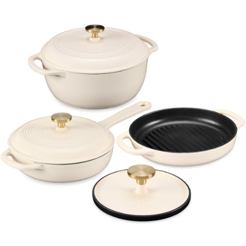 Best Choice Products - 6-Piece Enameled Cast Iron Cookware Set - Vanilla-Front_Standard 