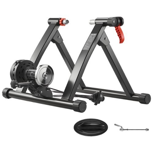 VEVOR - Bike Trainer, 6 Level Resistance, 26-29 in & 700C Wheels, Foldable Magnetic Bicycle Stationary Stand for Exercise Riding - Black-Front_Standard 
