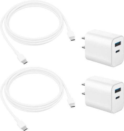 Best Buy essentials™ 20W Dual-Port Wall Charging Kit for USB-C Smartphones, Tablets and More (2 Pack) - White BUY IN MIDDLE EAST