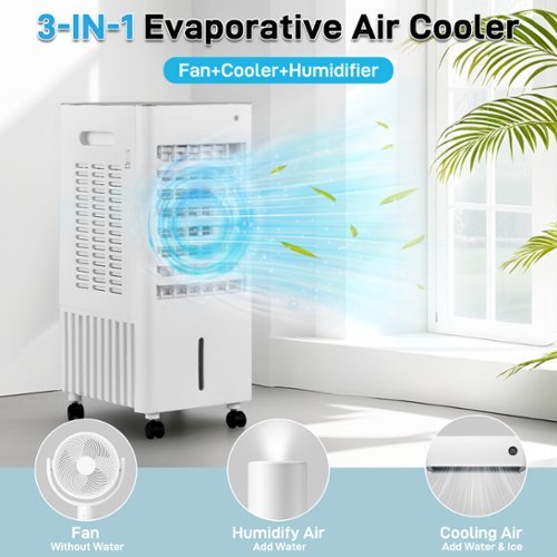 Winado - 3-IN-1 Portable Air Conditioner, Evaporative Air Cooler /Humidifier /Cooling Fan 70W 7.5H Timer 2.11Gal/ 8L Water Tank - White-Front_Standard 
