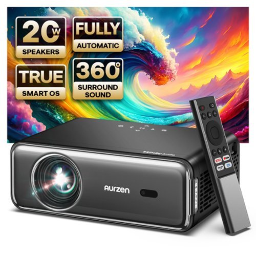 Aurzen - Smart Native 1080P WiFi Projector, 20W Speakers, Auto Focus Keystone, DoIby Audio & dbx-tv Total Sonics - Dark Gray-Front_Standard 