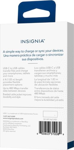 Insignia™ 6' USB to USB-C Braided Charge-and-Sync Cables (2-Pack) - Black BUY IN DUBAI