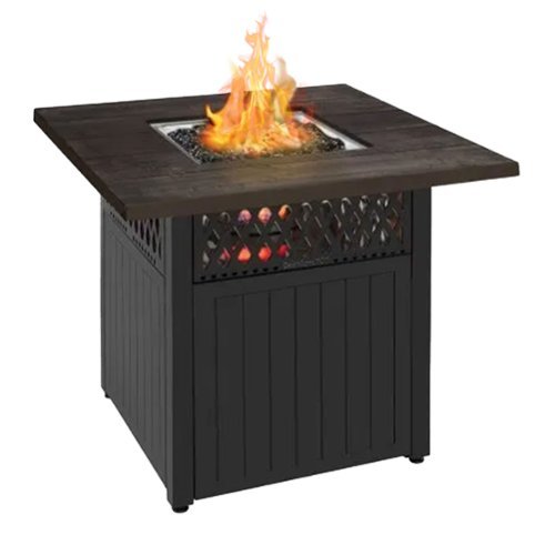 Four Seasons Courtyard - Dual Heat 41,000 BTU Square Gas Fire Pit with Tabletop - Black-Front_Standard 