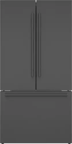 Front. Bosch - 800 Series 36 in. Wide 21 Cu. Ft. French Door Counter-Depth Smart Refrigerator - Black Stainless Steel.