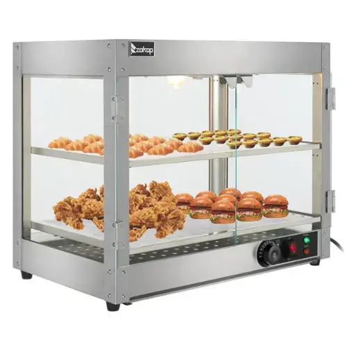 Front. Winado - 2 Tier Electric 800W Food Warmer Display Case Commercial Food Pizza Showcase - Silver.