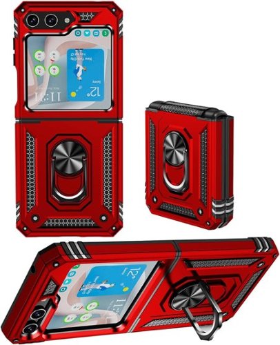 Entronix - Galaxy Z Flip 5 Case - Dual-Layer Protection with Built-in Kickstand - Red-Front_Standard 