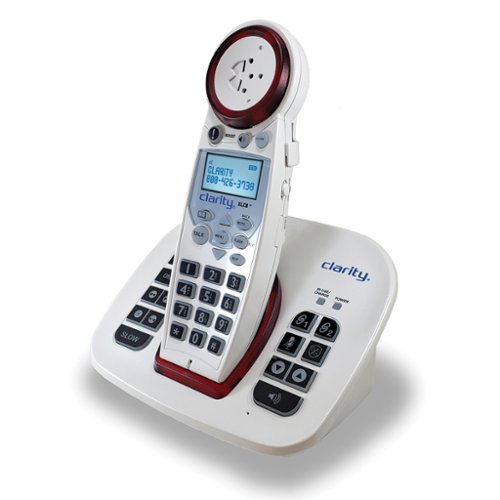 Clarity - 1-Cordless Handset DECT 6.0 50-dB Amplified Phone System for Landline, Answering System, Call Blocker, Red Ringer, XLC8 - White-Front_Standard 