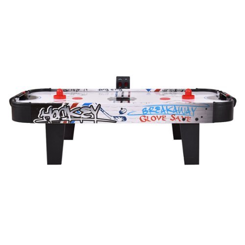 Costway 42''Air Powered Hockey Table Game Room Indoor Sport Electronic Scoring 2 Pushers - Black+White WORLDWIDE DELIVERY