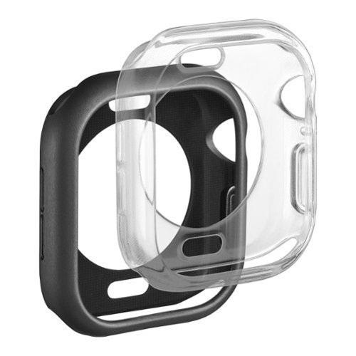 Insignia™ - Bumper Cases for Apple Watch 46mm Series 10 (2-Pack) - Black/Clear