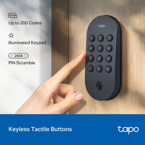 TP-Link Tapo DL100 Smart Wi-Fi Deadbolt Door Lock – Keyless Tactile Buttons, App-Controlled Custom Access, Fits Standard Doors - Black GLOBAL SHIPPING