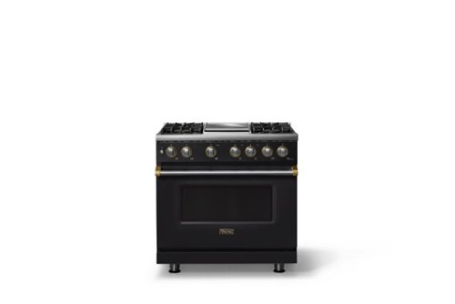 Viking - 36"W. Pro5S 5.6 Cu. Ft. Freestanding Self-Clean Sealed 4B LP DF Convection Range/Grdl-Slate Blue/Brushed Brass - Onyx