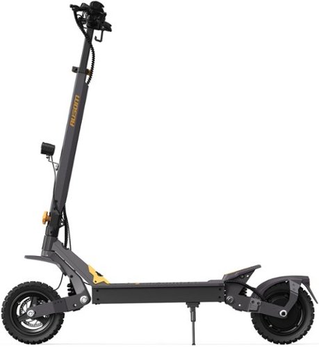 Ausom - L1 Foldable Electric Scooter w/ 44 mi Max Operating Range & 28 mph Max Speed, 800W Motors, 287 lbs Max Load - Gray/Yellow-Front_Standard 