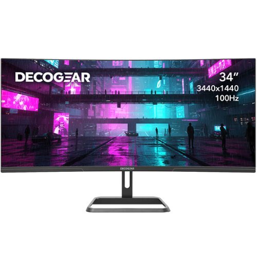 Deco Gear - 34" Business Curved Super UltraWide WQHD Monitor 3440x1440 100Hz 1ms 99% sRGB HDR DP HDMI Tilt Adjustable - Black-Front_Standard 