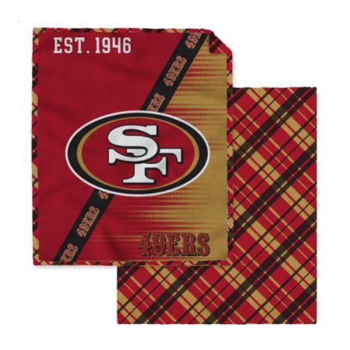 Pegasus - San Francisco 49ers 60" x 80" Digital Dash Two-Sided Checkered Ultra Cozy Sherpa Blanket - Multicolor-Front_Standard 