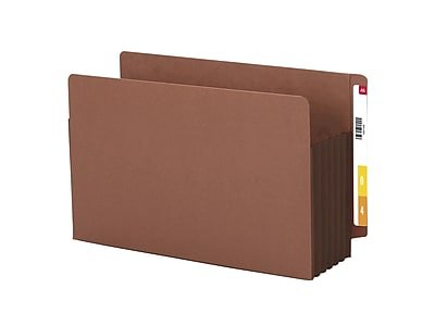 Smead - Tab Pocket, Reinforced Straight-Cut Tab, 5.25 Expansion, XL Legal, Redrope with Dark Brown Gusset, 10/Box - Dark Brown/Redrope