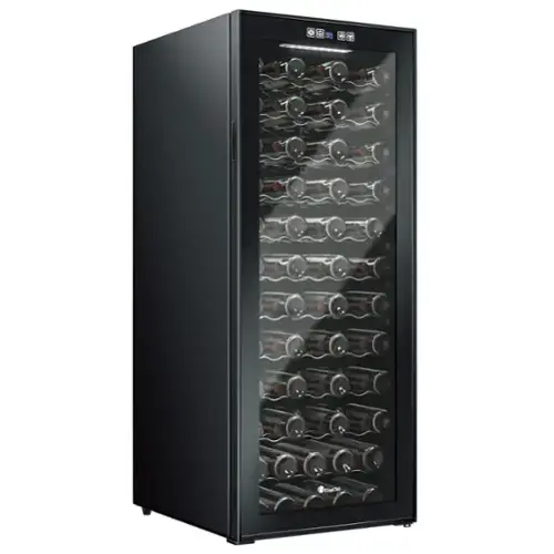 Front. KingChii - 80-Bottle Wine Cooler Refrigerator with Digital Temperature Control - Black.