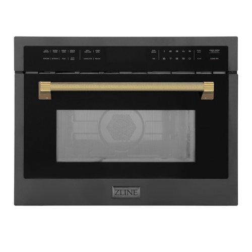 ZLINE - Autograph 24 in. 1.6 cu ft. Built-in Convection Microwave Oven and Polished Gold Helix Handle - Black Stainless Steel