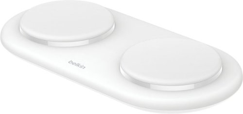 Belkin - 15W Dual Qi2 Wireless Magnetic Charging Pad, MagSafe Compatible for iPhone & AirPods - White