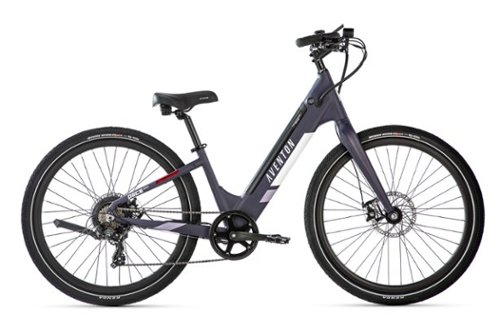 Aventon - Pace 350.2 Step-Through Ebike w/ 40 mile Max Operating Range and 20 MPH Max Speed - Medium/Large - Plum Purple-Front_Standard 