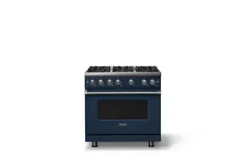 Front. Viking - Pro 5 Series 5.1 Cu. Ft. Freestanding Sealed 6 Burner Gas Convection Range - Slate Blue - Slate Blue.