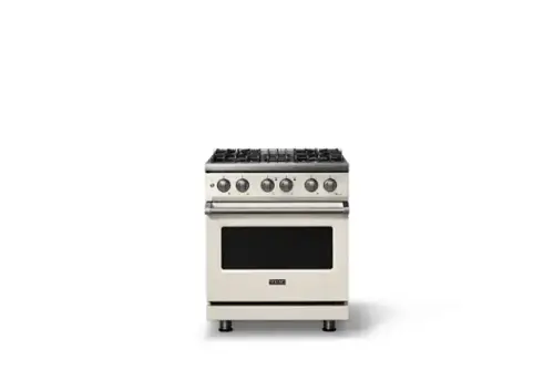 Front. Viking - 30 in. Wide 4 Burner Pro 5 Series 4.7 Cu. Ft. Freestanding Sealed Dual Fuel Convection Range - Pure White - Pure White.
