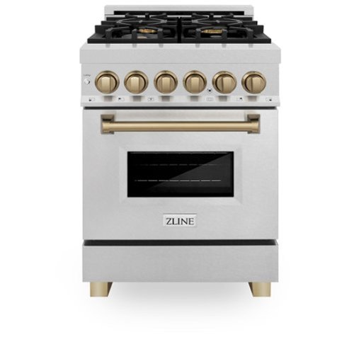 ZLINE - Autograph 24 in. Legacy Dual Fuel Range in Satin Steel & Bronze Accens (RASZ-SN-24-CB) - Satin Stainless Steel