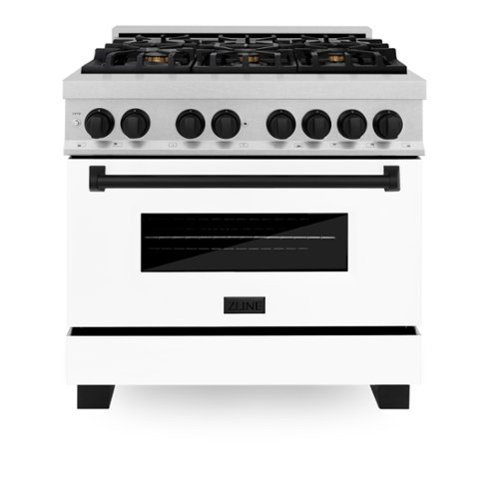 ZLINE - Autograph 36 in. Legacy Dual Fuel Range in Satin Steel w/ White & Black Accents (RASZ-WM-36-MB) - Stainless Steel-Front_Standard 