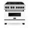 ZLINE - Autograph 36 in. Legacy Dual Fuel Range in Satin Steel w/ White & Black Accents (RASZ-WM-36-MB) - Stainless Steel-Front_Standard