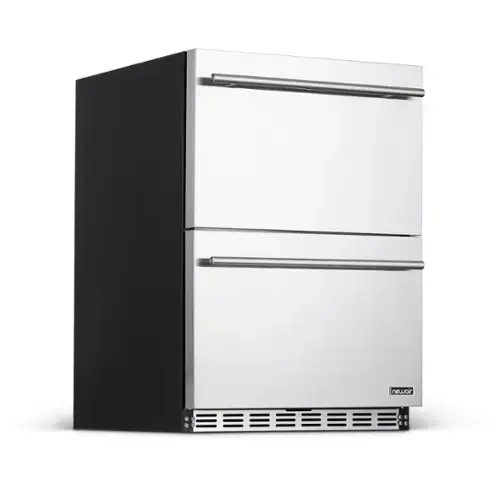 Front. NewAir - 20-Bottle or 80-Can Dual Drawer Wine Refrigerator - Stainless Steel.