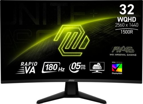 MSI - MAG32CQ6F Curved Wild QHD 180Hz 0.5ms Adaptive Sync Gaming Monitor withHDR400(DisplayPort, HDMI, )