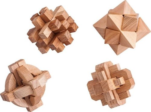  Samsonico USA - Wooden Puzzles (Set of 4) - Brown