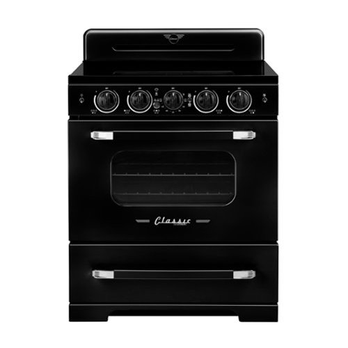 Unique Appliances - 30 in. Wide 5 Elements Classic Retro 3.9 Cu. Ft. Freestanding Induction Range with Air Fry - Midnight Black-Front_Standard 