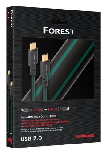 AudioQuest Forest USB-C > C 4.9' Digital  High-Definition Audio Cable with USB-C to USB-C Connectors - Black with Green Stripes WORLDWIDE DELIVERY