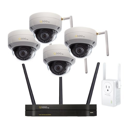 Q See - 4-Channel, 4-Camera Indoor/Outdoor Wireless 1TB NVR Surveillance System - White-Front_Standard 