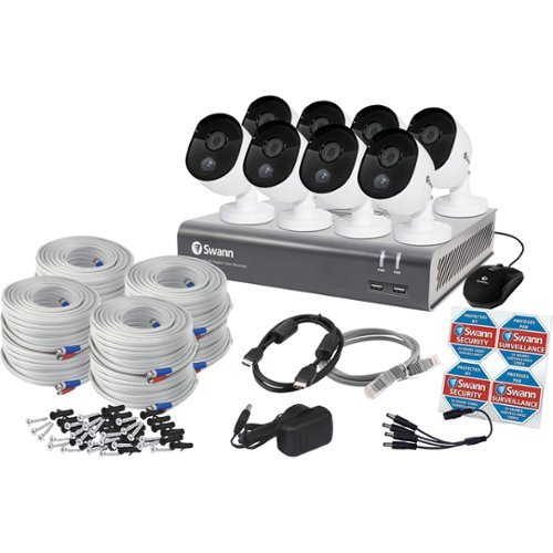 Swann - 4580 8-Channel, 8-Camera Indoor/Outdoor Wired 1TB DVR Surveillance System - Gray/white-Front_Standard 