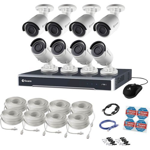  Swann - 16-Channel, 8-Camera Indoor/Outdoor Wired 3TB DVR Surveillance System - Black/White