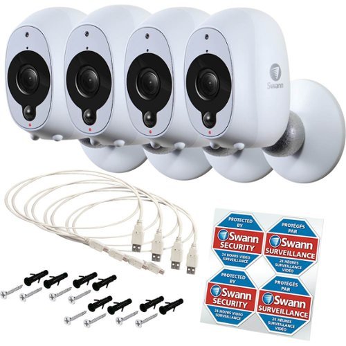  Swann - Smart Indoor/Outdoor 1080p Full HD Wi-Fi Wire-Free Security Camera (4-Pack) - White