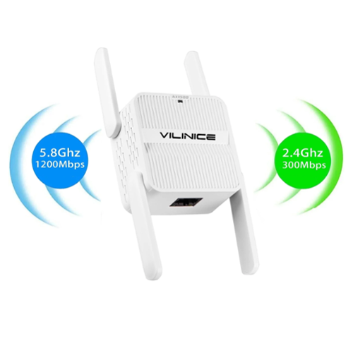 VILINICE - Wifi Extender，Wifi6 up to 1500Mbps, Dual Band Signal Booster with Ethernet Port, Longest Range up to 8800 Sq.ft, New-Front_Standard 