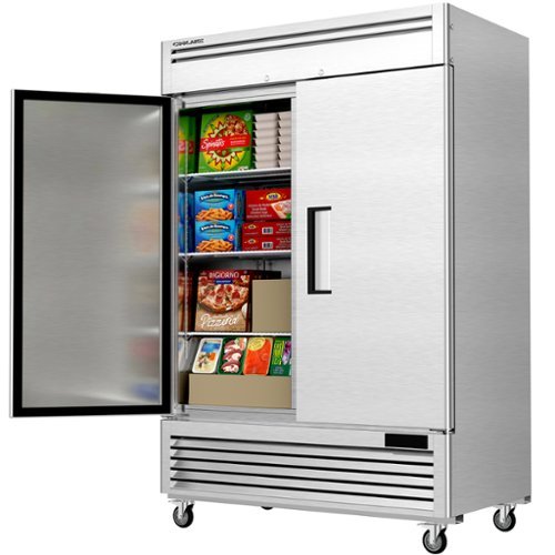 Coolake - 54" W 49 Cu Ft 2 Soild Door Commercial Reach-in Upright Freezer with 8 Adjustable Shelves - Stainless Steel-Front_Standard 