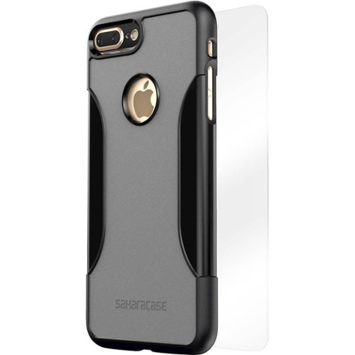 SaharaCase - Classic Case with Glass Screen Protector for Apple® iPhone® 7 Plus and Apple® iPhone® 8 Plus - Black Gray